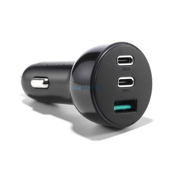 Încărcător auto Joyroom 70W cu 3 porturi: USB, 2 x USB C negru (JR-CL26)