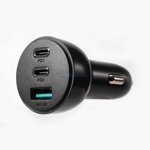 Încărcător auto Joyroom 70W cu 3 porturi: USB, 2 x USB C negru (JR-CL26)