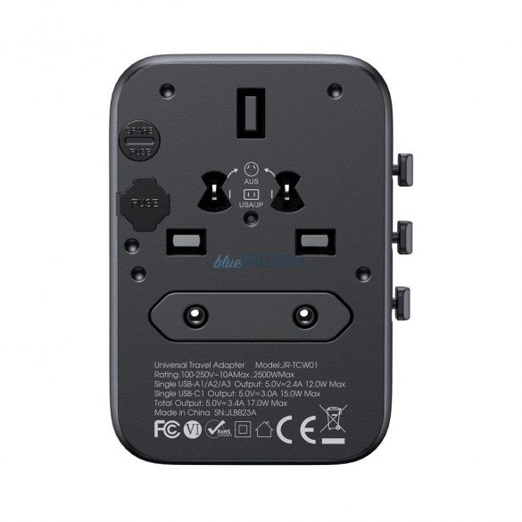 Joyroom JR-TCW01 EU/US/UK/JP/AU/CN adaptor universal de călătorie 17W - negru