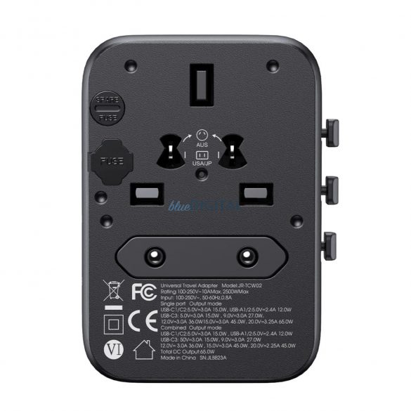 Joyroom JR-TCW02 EU/US/JP/AU/UK/CN adaptor universal de călătorie 65W - negru