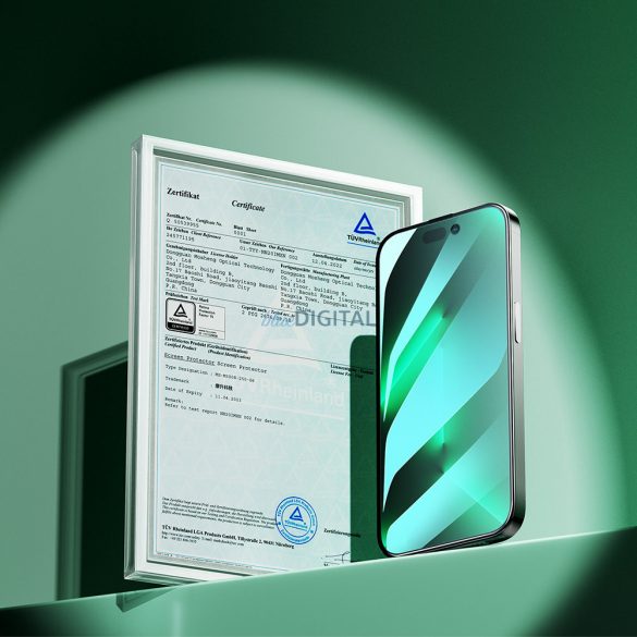 Joyroom Knight Green Glass pentru iPhone 14 Plus cu filtru anti-lumină albastră pe ecran complet (JR-G03)