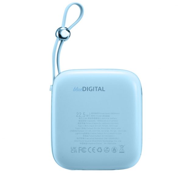 Joyroom powerbank 10000mAh Jelly Series 22.5W cu cablu Lightning încorporat albastru (JR-L003)