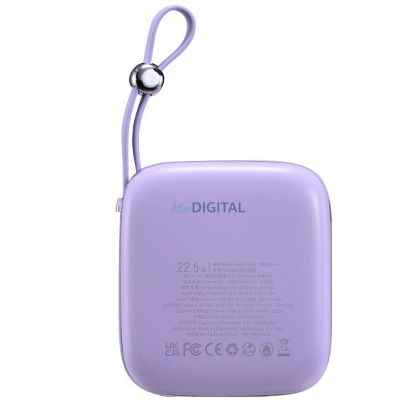 Powerbank Joyroom 10000mAh Seria Jelly 22,5W cu cablu USB C încorporat violet (JR-L002)