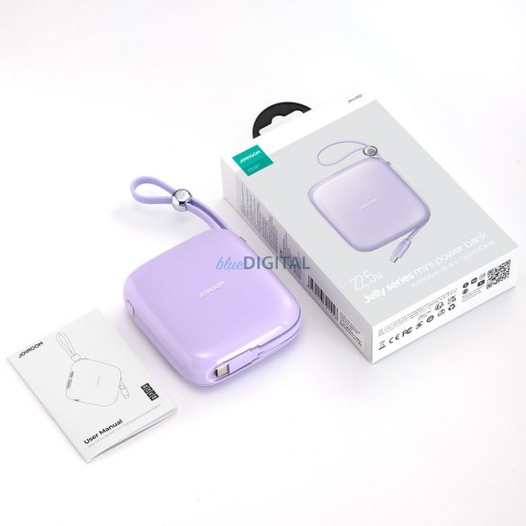 Powerbank Joyroom 10000mAh Seria Jelly 22,5W cu cablu USB C încorporat violet (JR-L002)