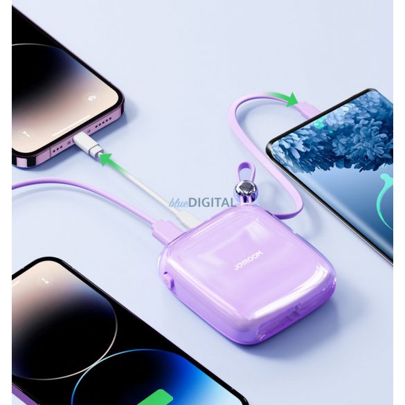 Powerbank Joyroom 10000mAh Seria Jelly 22,5W cu cablu USB C încorporat violet (JR-L002)