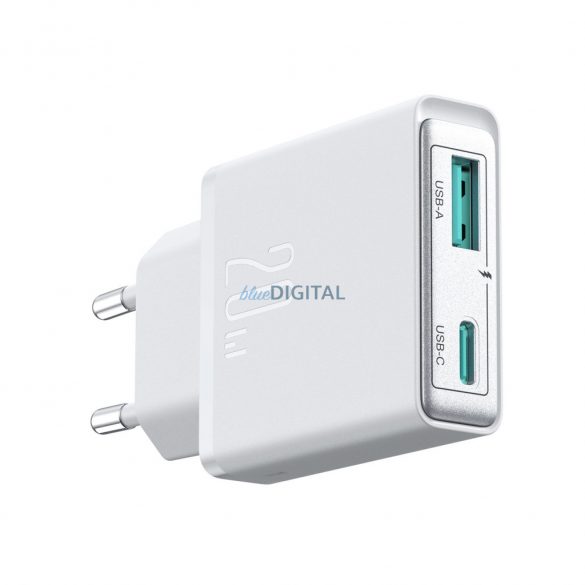 Joyroom JR-TCF14 Încărcător de rețea Super Slim cu conexiuni 1xUSB-A și 1xUSB-C 20W - alb