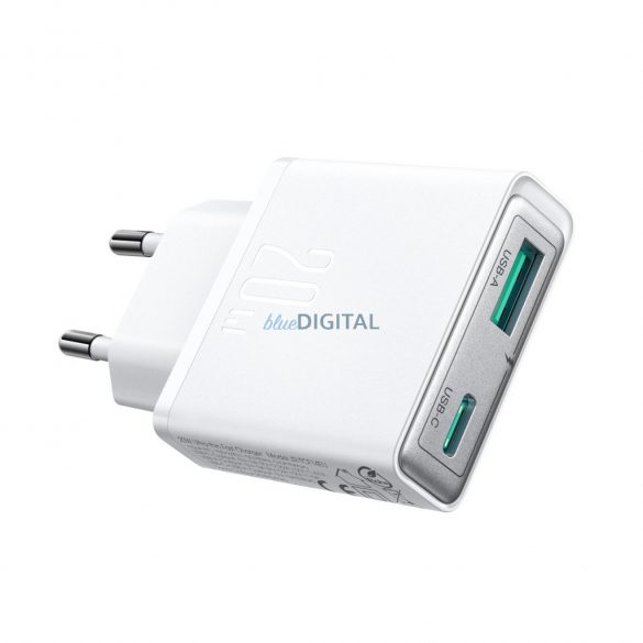 Joyroom JR-TCF14 Încărcător de rețea Super Slim cu conexiuni 1xUSB-A și 1xUSB-C 20W - alb