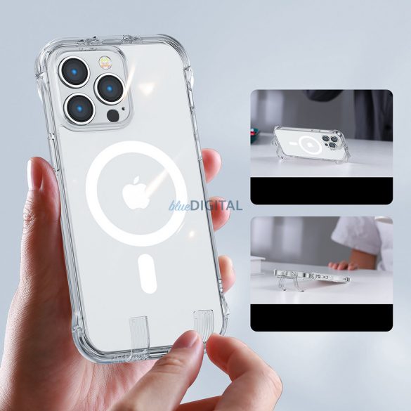 Husă magnetică Joyroom Defender magnetică pentru iPhone 14 Husă blindată cu cârlige, suport transparent (compatibilă MagSafe)