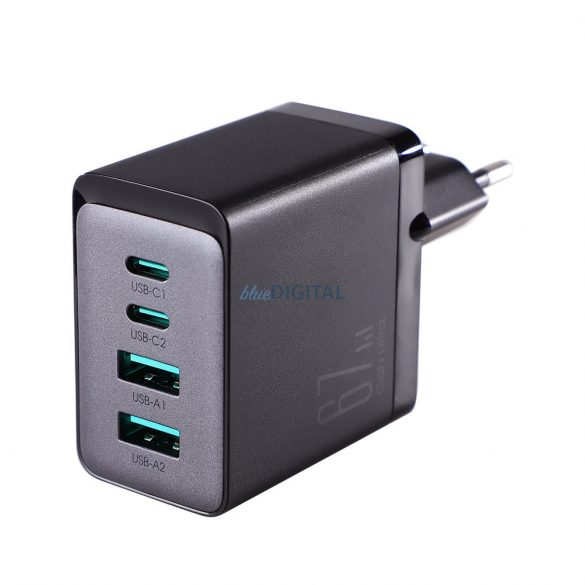 Joyroom încărcător GaN 67W 4 porturi (2x USB, 2x USB C) negru (TCG02) + cablu USB C - USB C 100W 1.2m