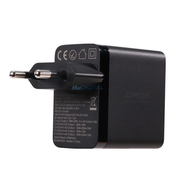 Joyroom încărcător GaN 67W 4 porturi (2x USB, 2x USB C) negru (TCG02) + cablu USB C - USB C 100W 1.2m