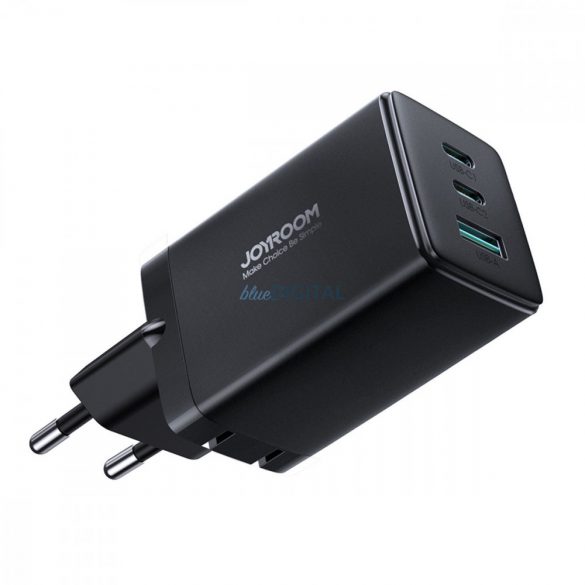 Joyroom încărcător rapid GaN 65W USB, 2x USB C negru + cablu USB C - USB C 100W 1.2m (TCG01)