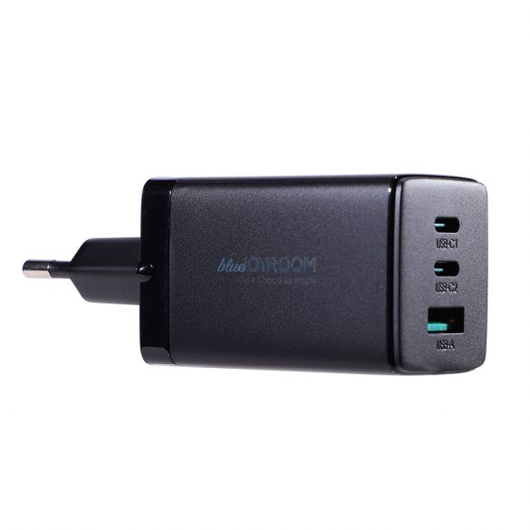 Joyroom încărcător rapid GaN 65W USB, 2x USB C negru + cablu USB C - USB C 100W 1.2m (TCG01)