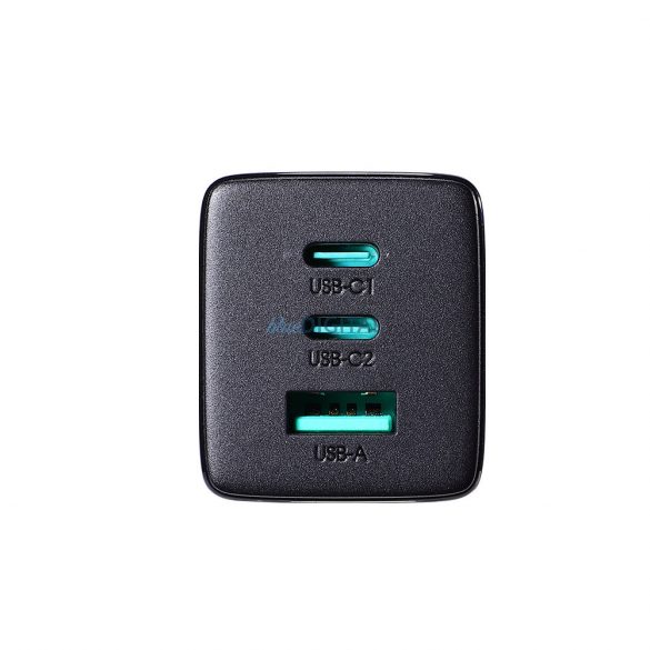 Joyroom încărcător rapid GaN 65W USB, 2x USB C negru + cablu USB C - USB C 100W 1.2m (TCG01)