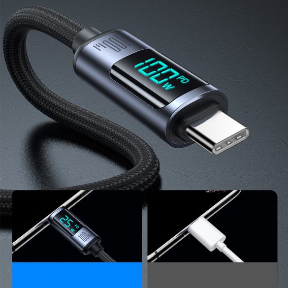 USB C - Cablu USB C 100W 1.2m cu display LED Joyroom S-CC100A16 - negru