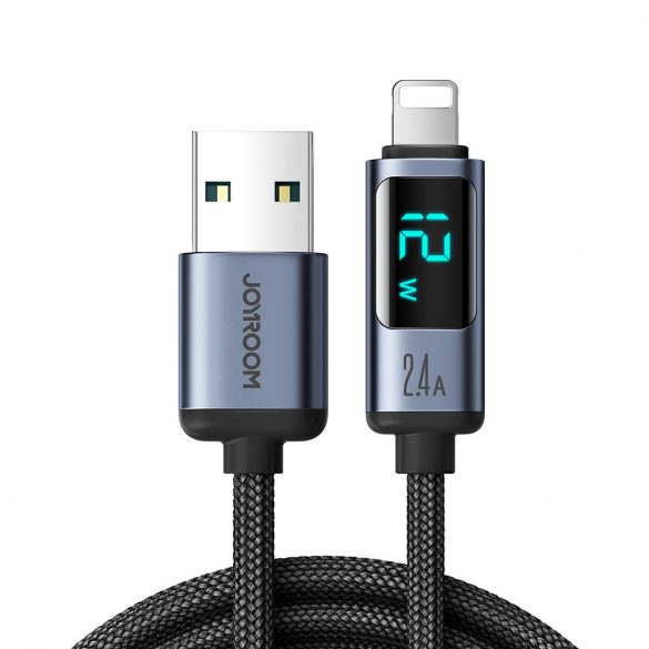 Cablu Lightning - USB A 2.4A 1.2m cu afișaj LED Joyroom S-AL012A16 - negru