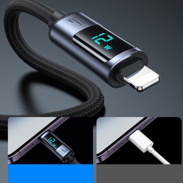 Cablu Lightning - USB A 2.4A 1.2m cu afișaj LED Joyroom S-AL012A16 - negru