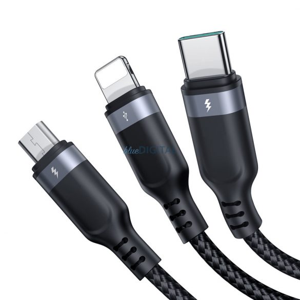 Cablu 3 în 1 Joyroom Multi-Use Series S-1T3018A18 Lightning USB-C micro USB 30 cm - negru