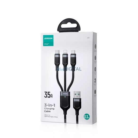 Cablu 3 în 1 Joyroom Multi-Use Series S-1T3018A18 Lightning USB-C micro USB 30 cm - negru