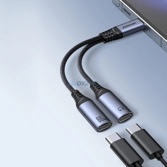 Joyroom SY-C03 USB-C la 2x USB-C 2in1 adaptor DAC - negru