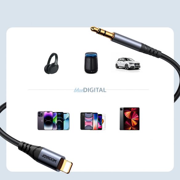 Cablu audio stereo Joyroom mini mufă AUX 3,5 mm - Lightning pentru iPhone iPad 1,2 m negru (SY-A06)