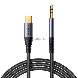 Cablu audio stereo Joyroom mini mufă AUX 3,5 mm - USB-C pentru telefon 1,2 m negru (SY-A07)