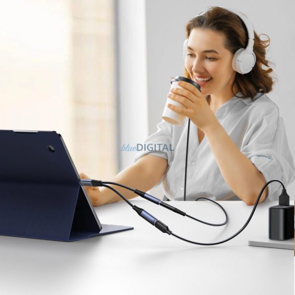 Joyroom SY-C02 2in1 DAC adaptor USB-C la USB-C / 3.5 mm mini jack - negru