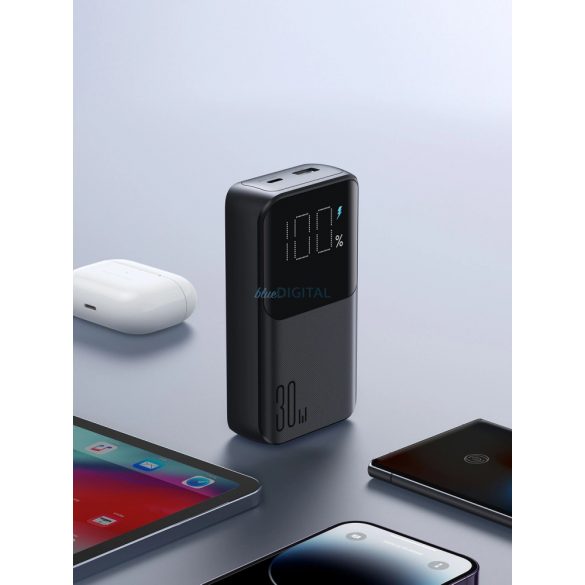 Joyroom powerbank 30W 10000mAh cu cabluri Lightning și USB-C integrate negru (JR-PBC06)