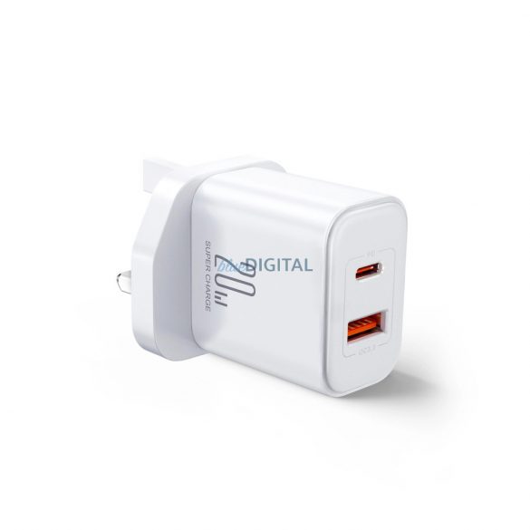 UK Joyroomom FlashSeries JR-TCF05 20W USB-A USB-C încărcător - alb