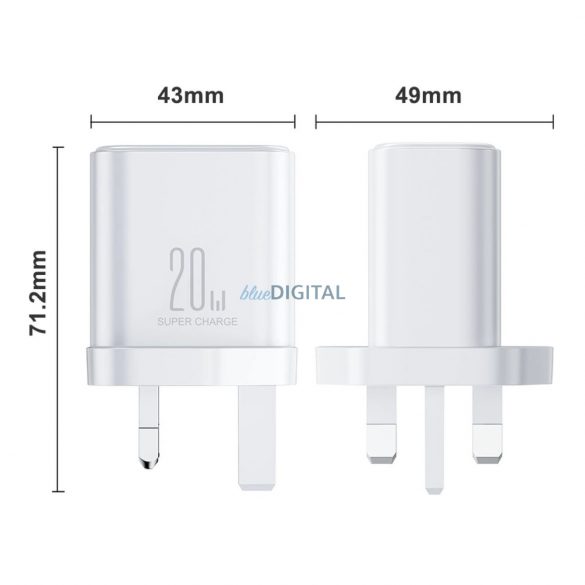 UK Joyroomom FlashSeries JR-TCF05 20W USB-A USB-C încărcător - alb