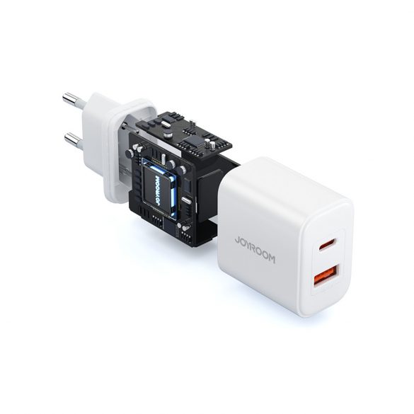 Joyroom JR-TCF05 20W USB-C / USB-A Fast Dual Port Wall Charger - Alb + USB-C - Lightning 1m