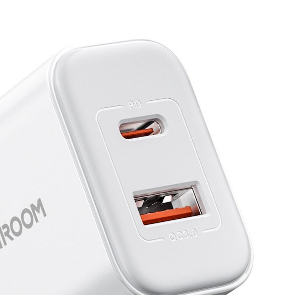 Joyroom JR-TCF05 20W USB-C / USB-A Fast Dual Port Wall Charger - Alb + USB-C - Lightning 1m