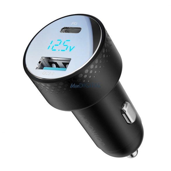 Încărcător auto cu voltmetru 53W (USB C, USB) Joyroom JR-CCD01 negru