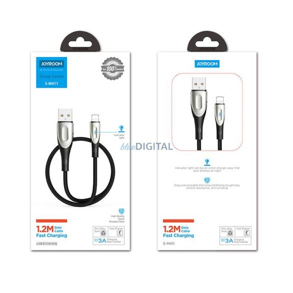 Cablu de încărcare rapidă din seria Joyroom Sharp USB-A - Lightning 3A 1,2 m negru (S-M411)