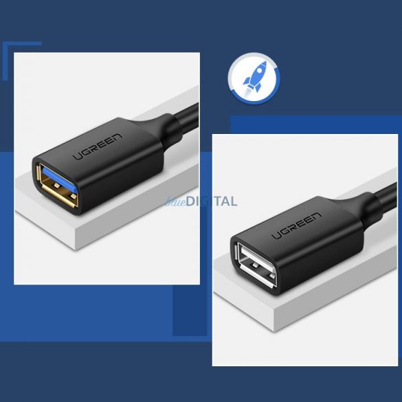 Adaptor cablu prelungitor Ugreen USB 3.0 (femă) - USB 3.0 (mascul) 1m negru (10368)