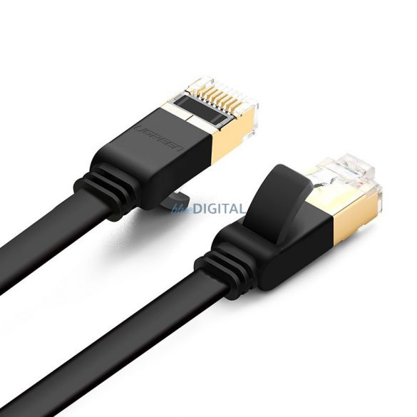 Cablu plat Ugreen Cablu de rețea Internet Cablu de corecție Ethernet RJ45 Cat 7 STP LAN 10 Gbps 3m Negru (NW106 11262)