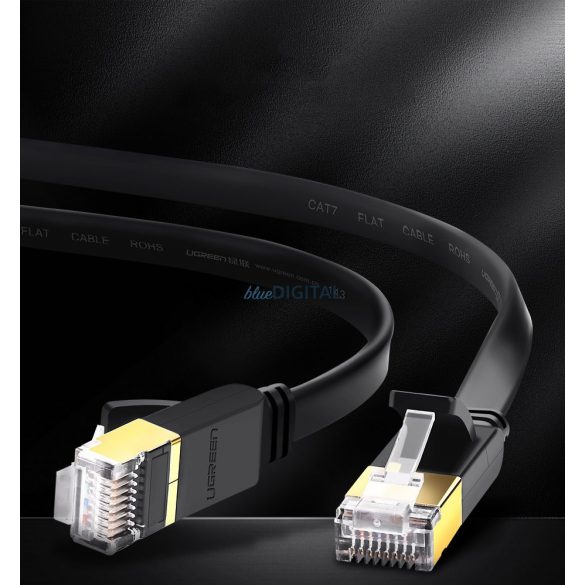 Cablu plat Ugreen Cablu de rețea Internet Cablu de corecție Ethernet RJ45 Cat 7 STP LAN 10 Gbps 3m Negru (NW106 11262)