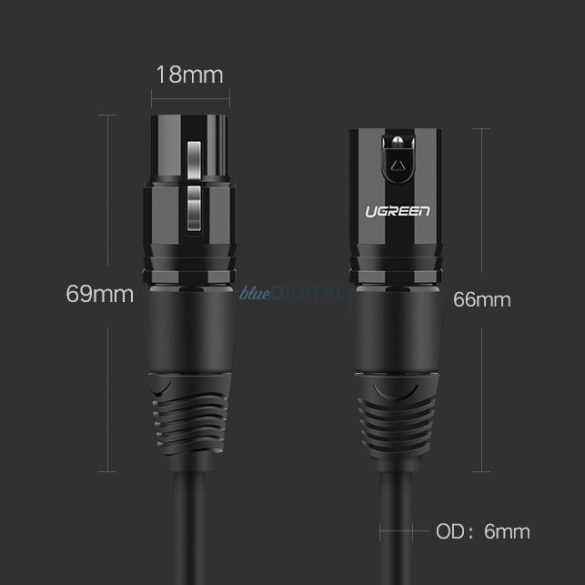 Cablu prelungitor Ugreen Cablu microfon audio pentru microfon XLR (femă) - XLR (mascul) 1 m (AV130)