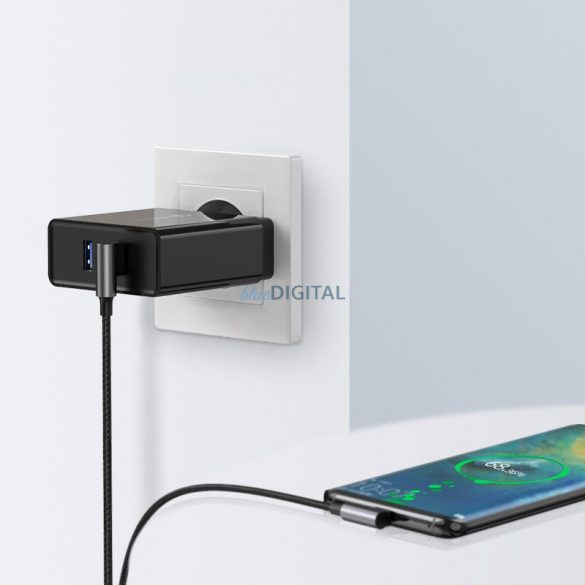 Cablu unghiular Ugreen Cablu USB - USB Tip C Quick Charge 3.0 QC3.0 3 A 0.5 m gri (US176 20855)