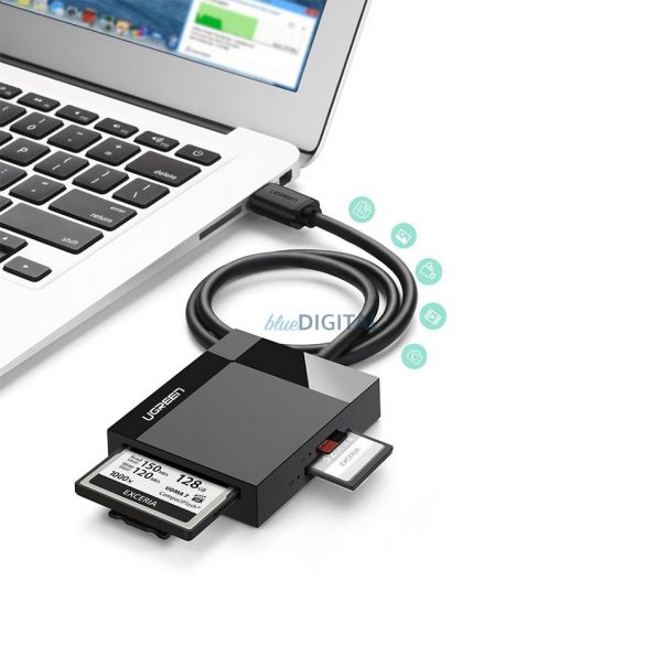 Ugreen USB 3.0 SD / micro SD / CF / MS cititor de carduri de memorie negru (CR125 30333)