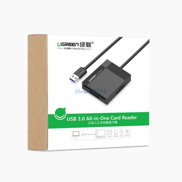 Ugreen USB 3.0 SD / micro SD / CF / MS cititor de carduri de memorie negru (CR125 30333)