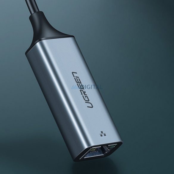 Adaptor de rețea externă Ugreen RJ45 - USB tip C (1000 Mbps / 1 Gbps) Gigabit Ethernet gri (CM199)