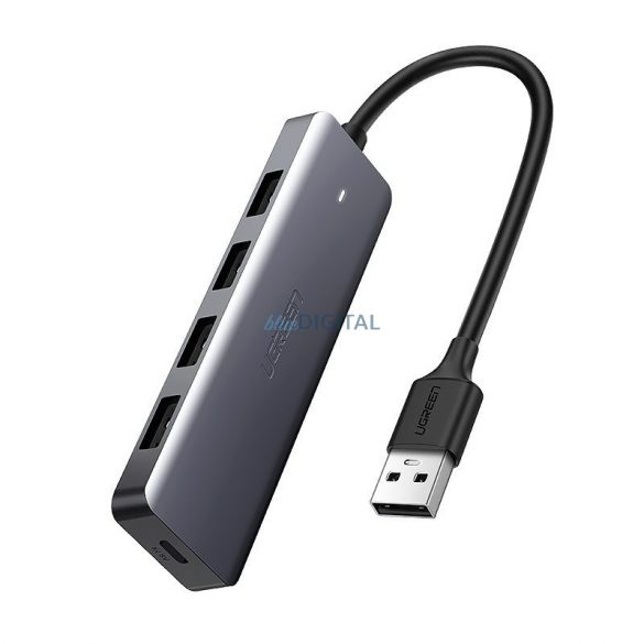 Ugreen USB HUB - 4x USB 3.2 Gen 1 cu port de alimentare micro USB gri (CM219 50985)