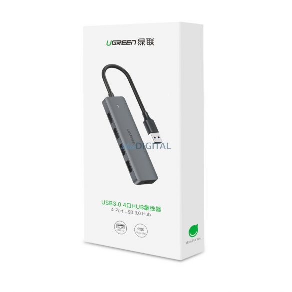 Ugreen USB HUB - 4x USB 3.2 Gen 1 cu port de alimentare micro USB gri (CM219 50985)