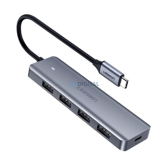 Ugreen USB Type C HUB - 4x USB 3.2 Gen 1 cu port de alimentare USB-C gri (CM219 70336)