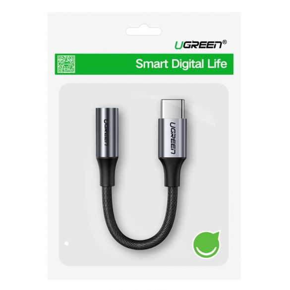 Adaptor Ugreen AV161 pentru căști mini jack 3,5 mm (femă) / USB-C (masculin) 10 cm - gri