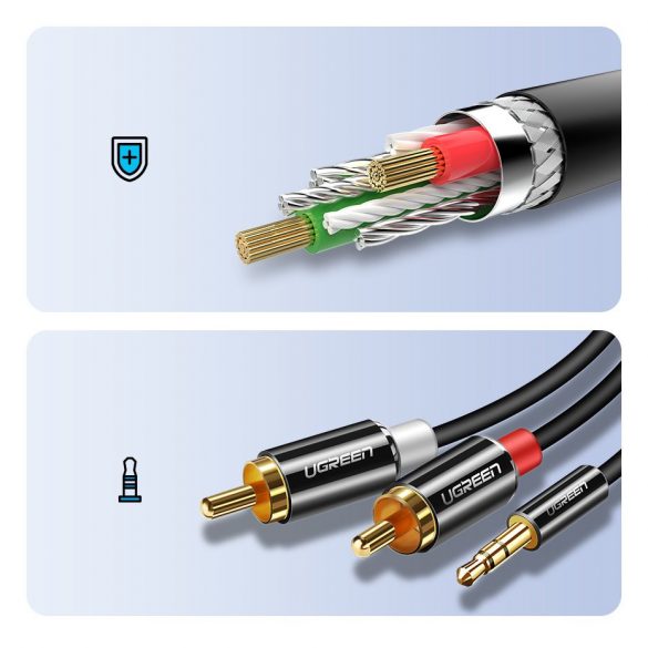 Cablu audio Ugreen 3.5 mm mini jack - 2RCA 3m negru (10590)