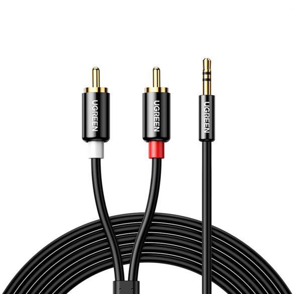 Cablu Ugreen cablu audio mini jack 3,5 mm - 2RCA 5m negru (AV116)