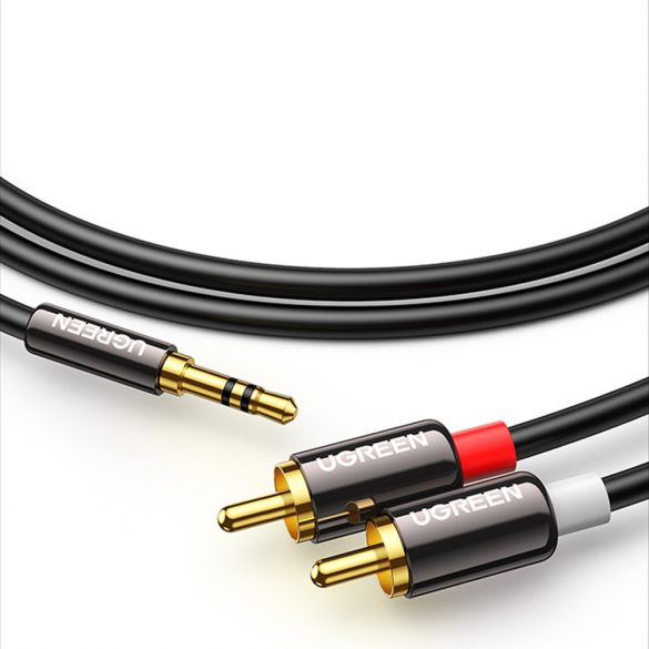 Cablu Ugreen cablu audio mini jack 3,5 mm - 2RCA 5m negru (AV116)