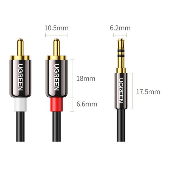 Cablu Ugreen cablu audio mini jack 3,5 mm - 2RCA 5m negru (AV116)