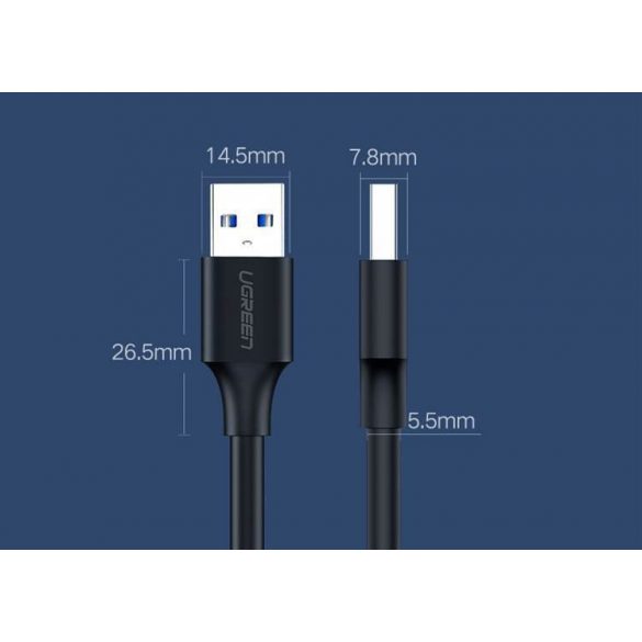 Cablu Ugreen US128 USB 2.0 A Mascul Mascul0.25M Negru